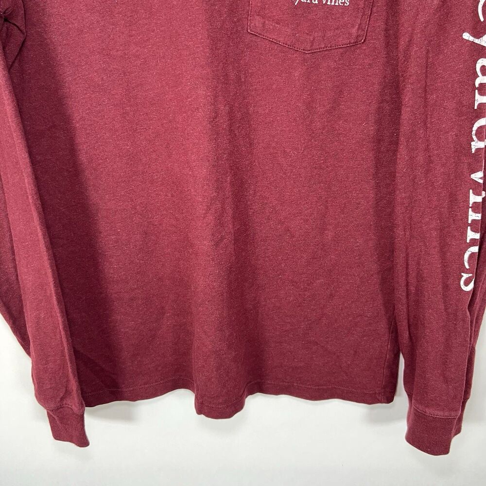 Vineyard Vines Long Sleeve T Shirt Mens Size XS Extra Small Maroon Red Whale - Picture 3 of 9